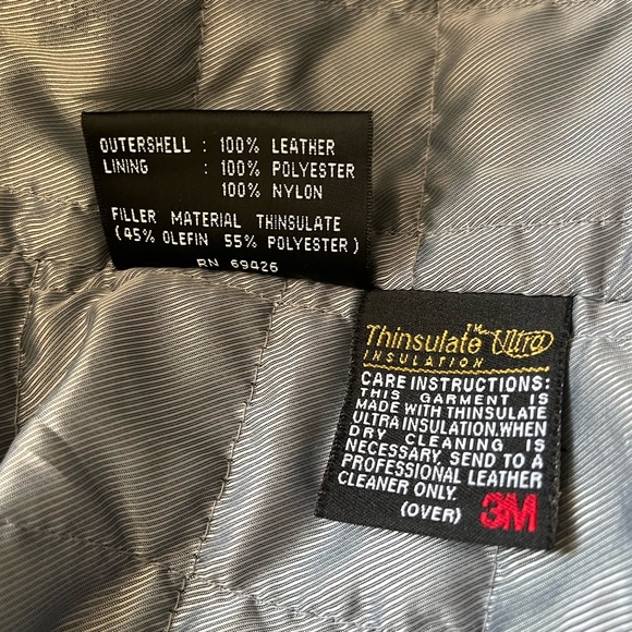 Wilson's Leather Thinsulate Belted Black Leather Biker Jacket Large - Picture 6 of 7